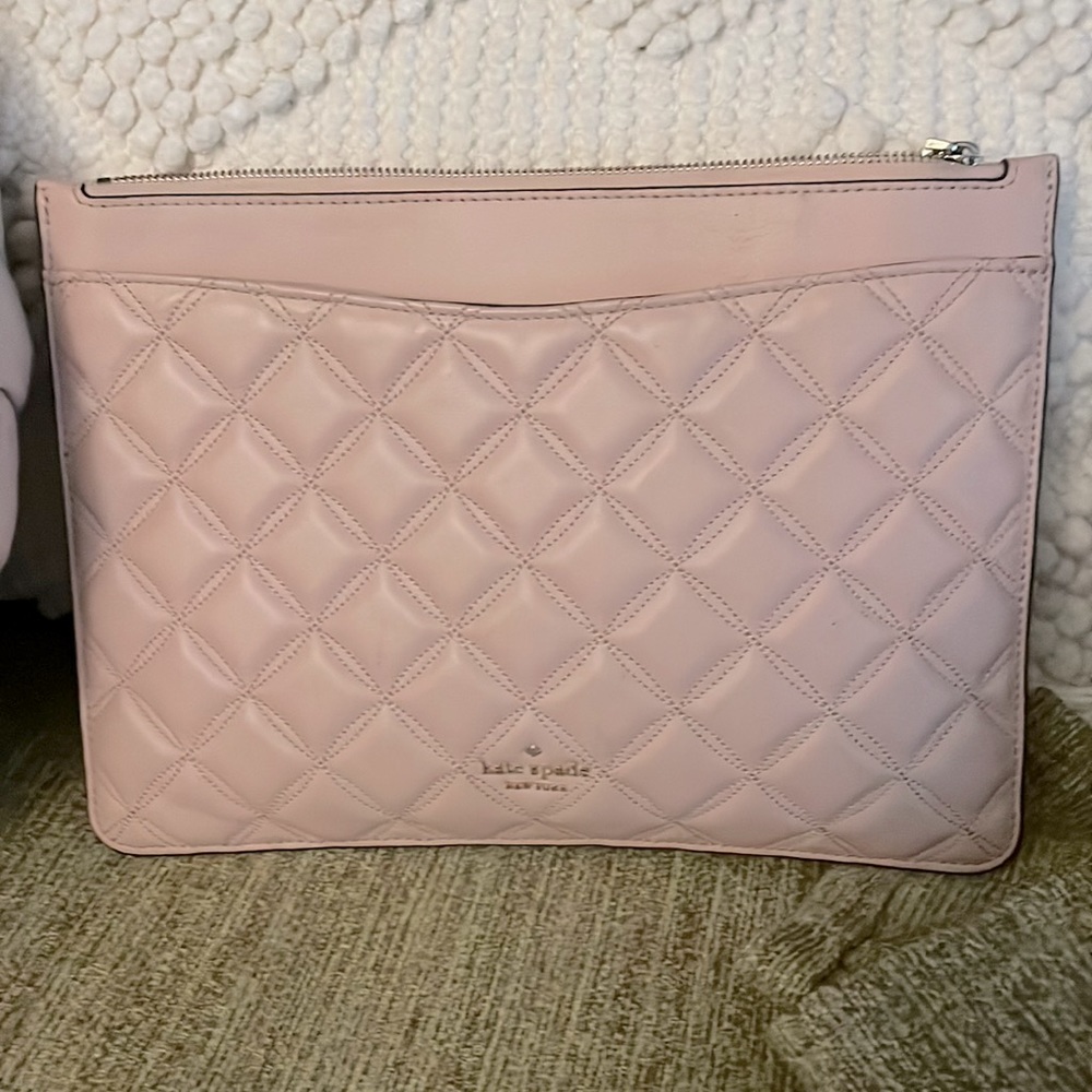 Blush pink quilted clutch